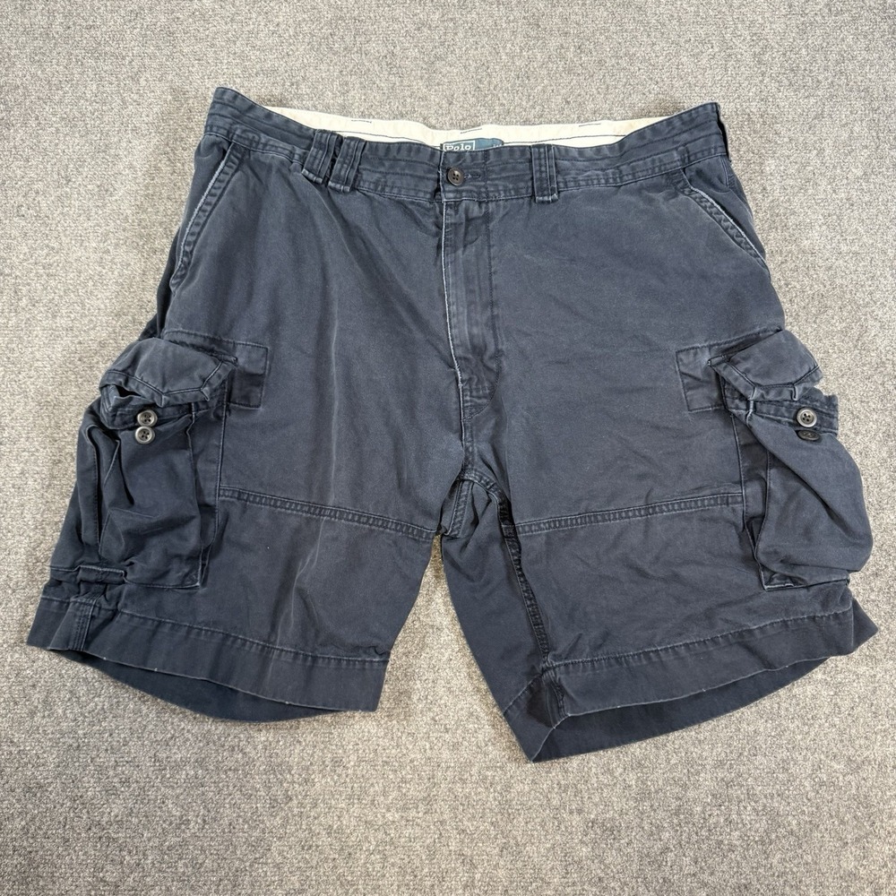 Vintage Polo Ralph‎ Lauren Cargo Shorts Mens 40 Blue Military Utility Baggy